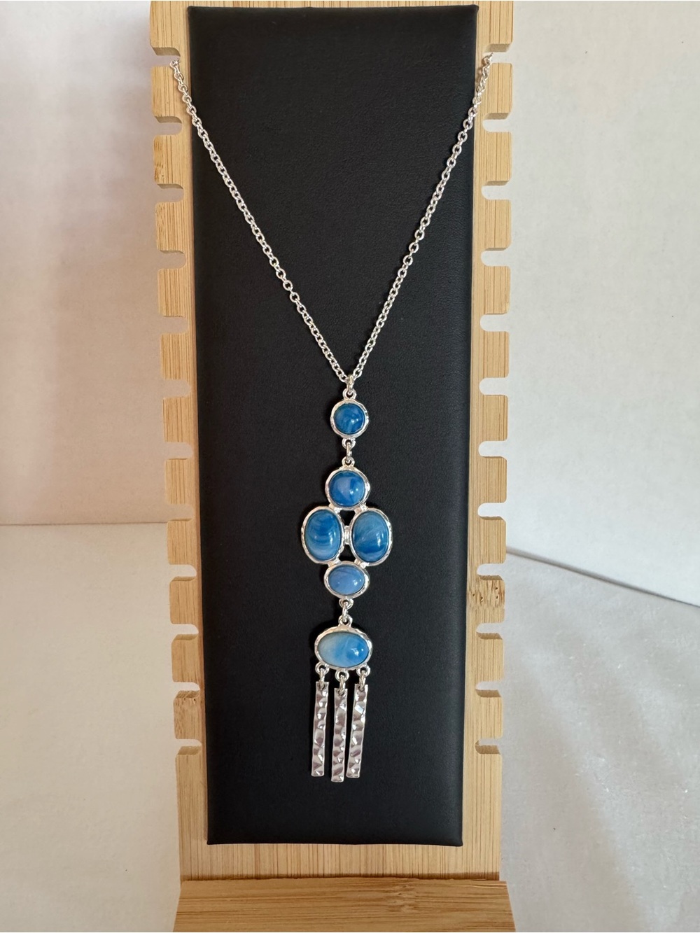Sterling Silver Blue Stone Drop Necklace